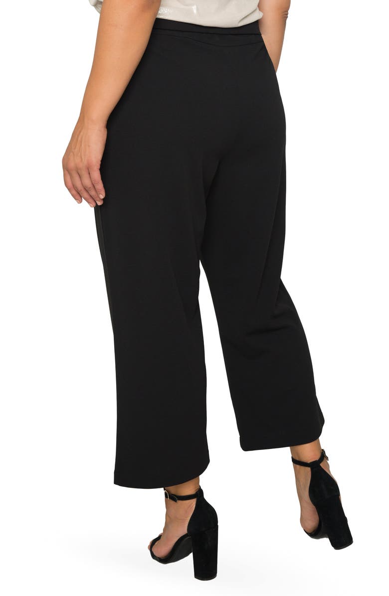 Standards & Practices High Waist Stretch Crepe Crop Pants, Alternate, color, Black
