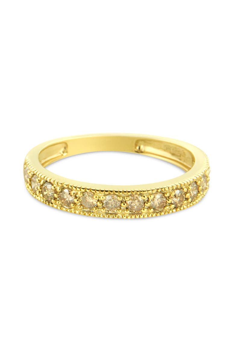 IGI Certified 1/2Cttw Diamond 10K Gold Beaded Milgrain Band Ring, Main, color, Yellow Gold