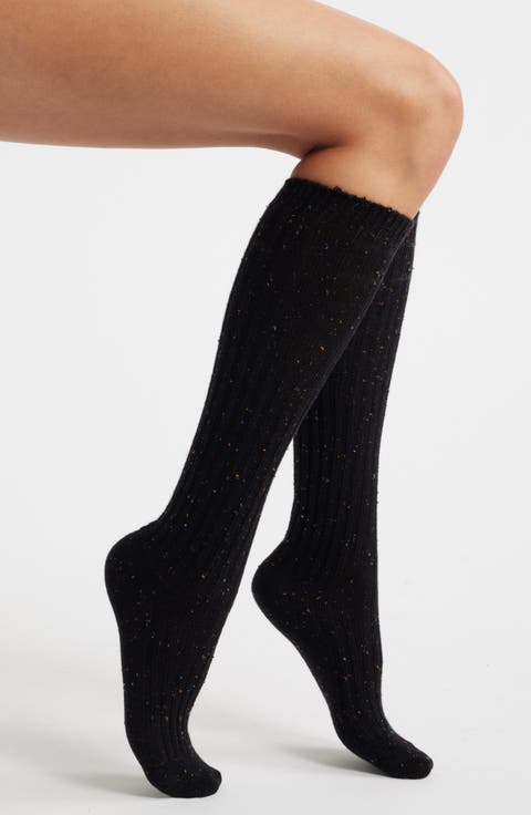 Rib Tweed Knee High Socks