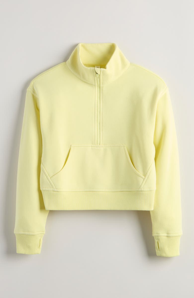 Zella Girl Kids' Cloud Fleece Half Zip Sweatshirt, Main, color, Yellow Pear