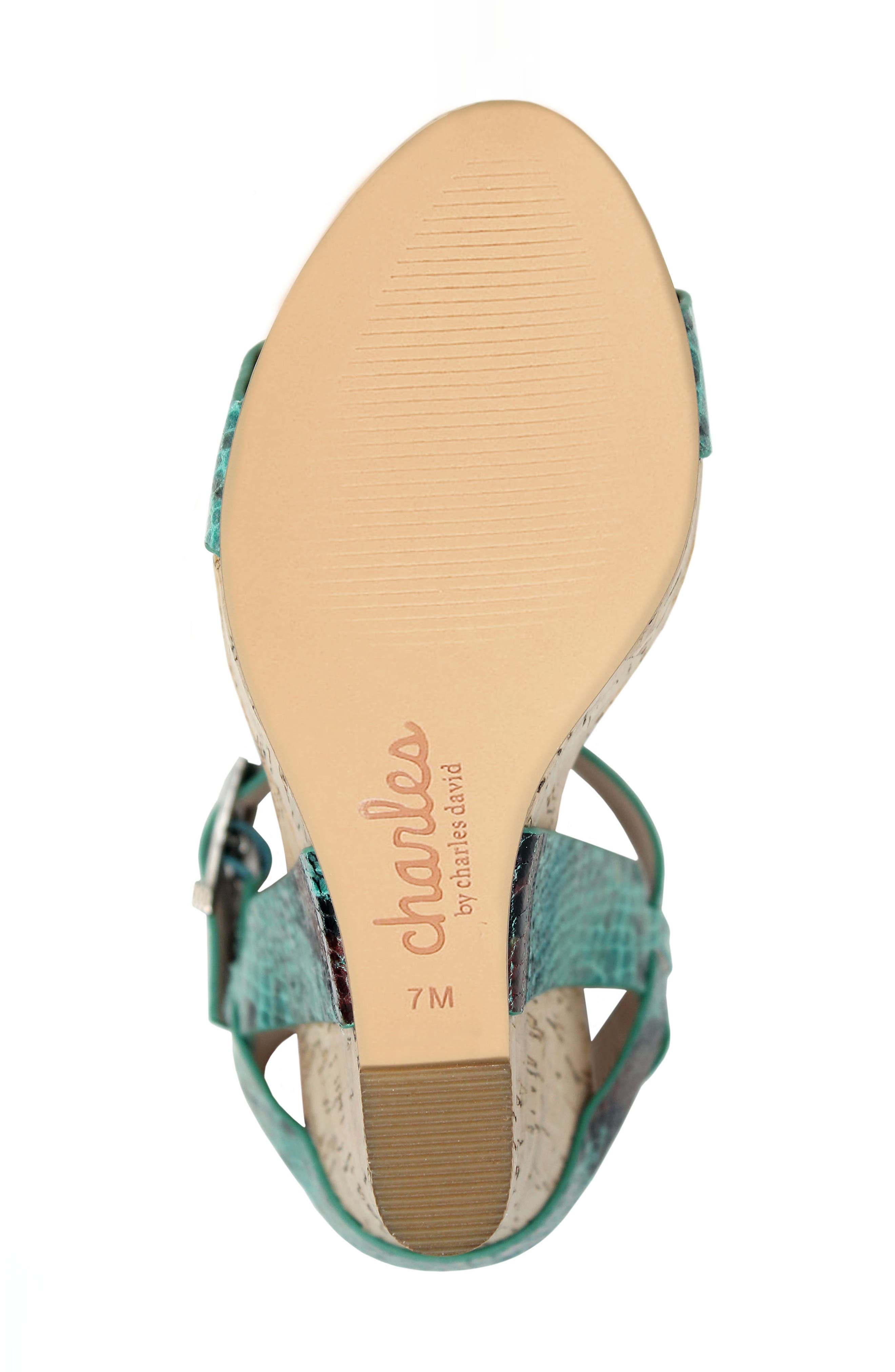 Army Wedge Sandal, Alternate, color, TURQUOISE/ BROWN FAUX LEATHER