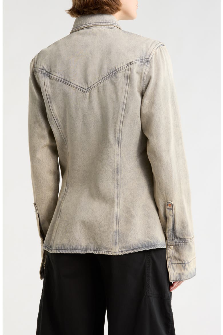 Slim Fit Western Snap-Up Denim Shirt, Alternate, color, GREY