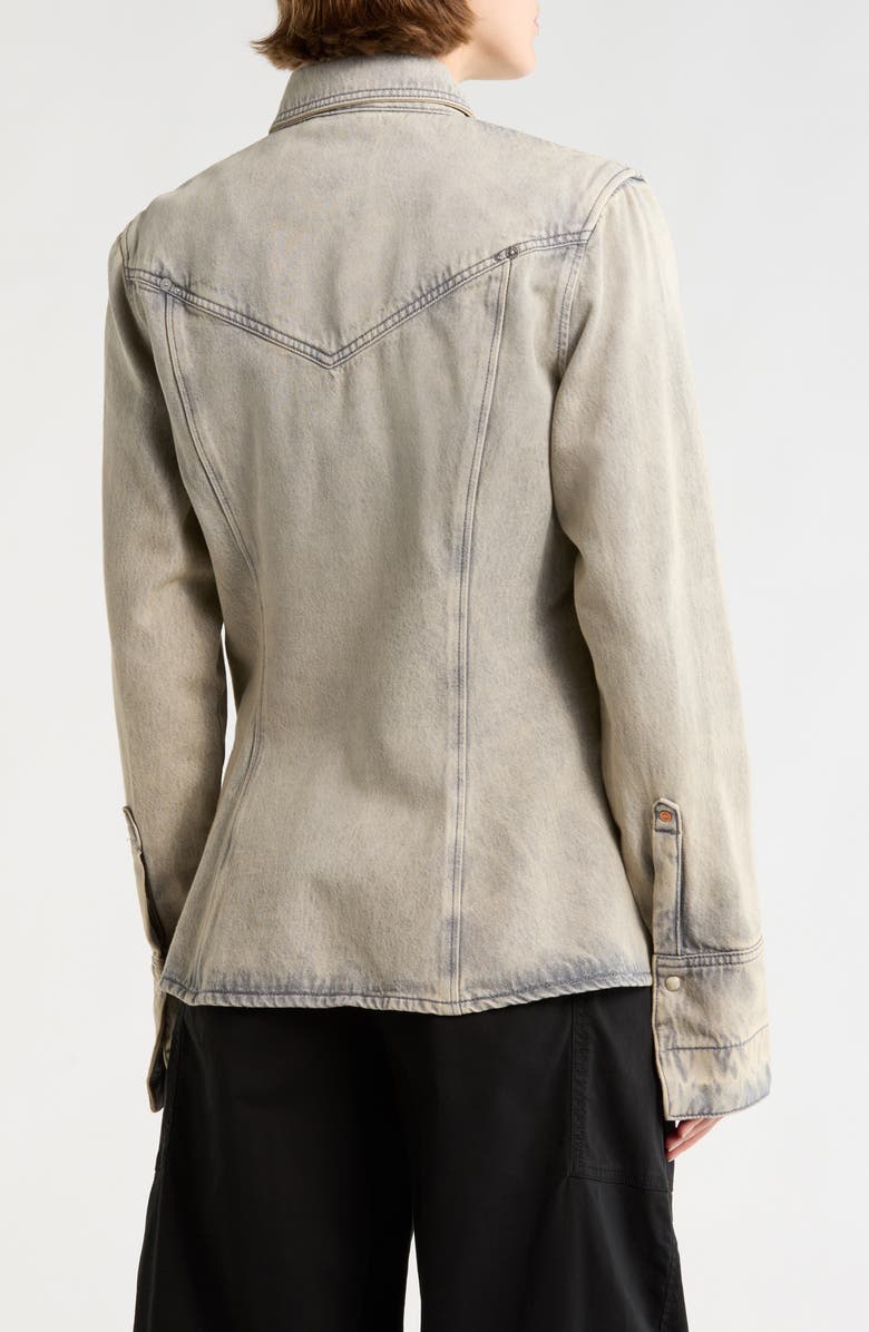 BOSS Orange Slim Fit Western Snap-Up Denim Shirt, Alternate, color, Grey