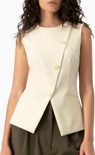 IVONNE Asymmetric Lapel Sleeveless Structured Vest
