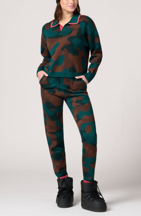 Camilla Camo Merino Wool Polo Sweater