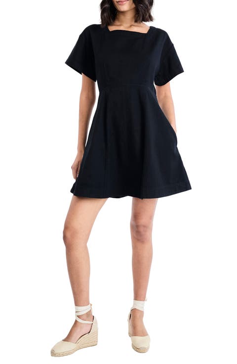 Square Neck Back Keyhole Cutout Dress