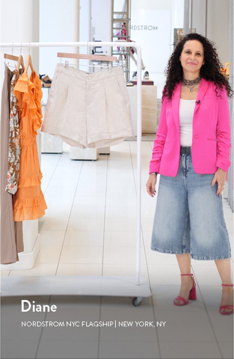 Pleated High Waist Linen Shorts, sales video thumbnail