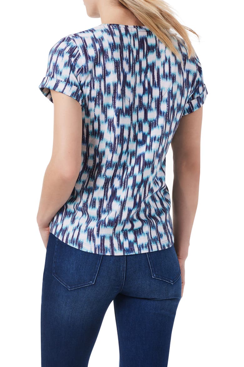 Hazy Blues Split Neck Cotton T-Shirt, Alternate, color, BLUE MULTI