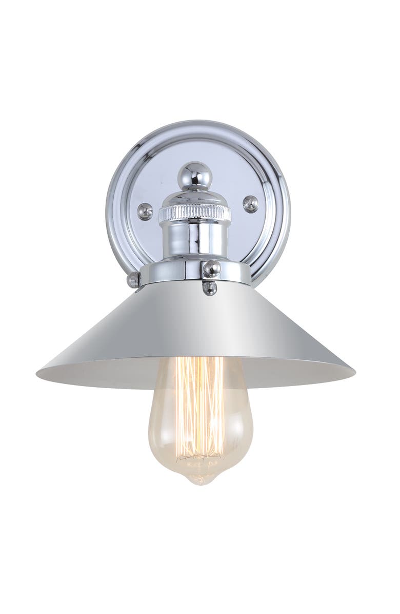 JONATHAN Y July Metal Shade Sconce, Main, color, Chrome