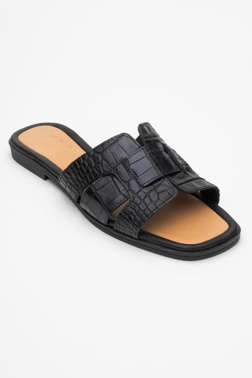 Forever & Always Shoes Notre Leather Flat Sandals in Black Leather at Nordstrom, Size 9