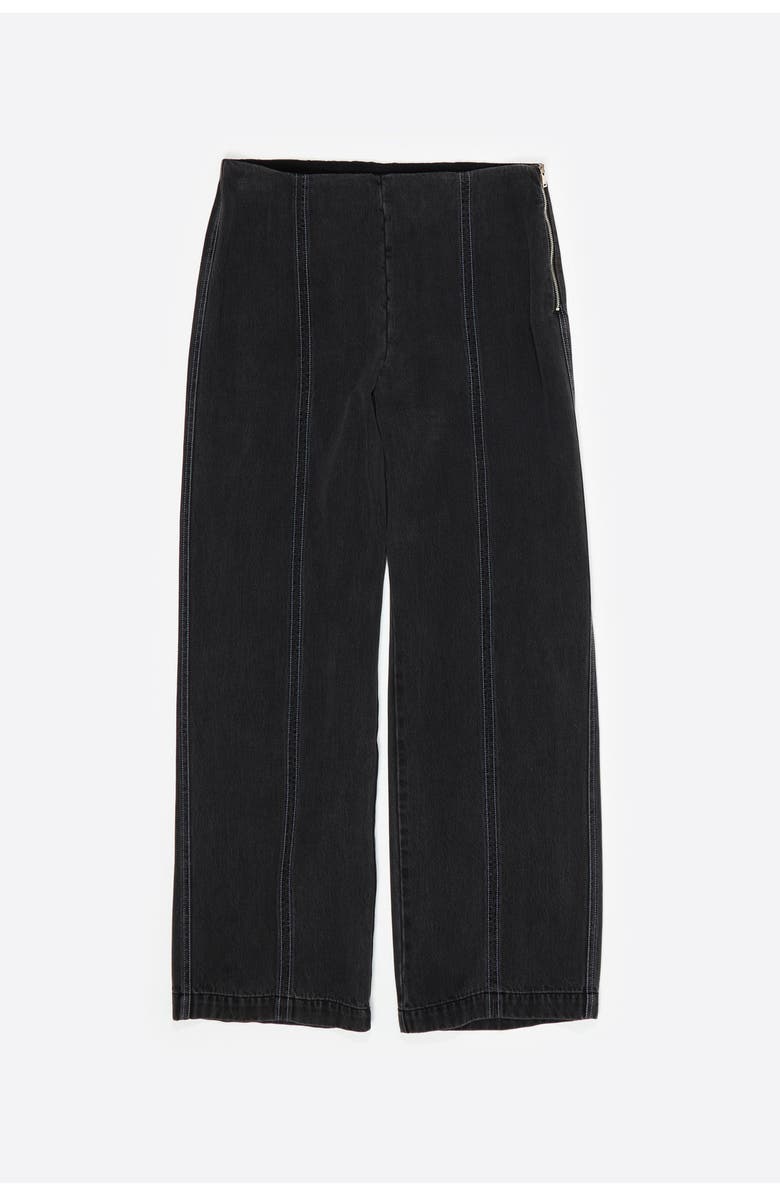Bimba y Lola Straight Washed Trousers With Topstitching, Alternate, color, Washed Black