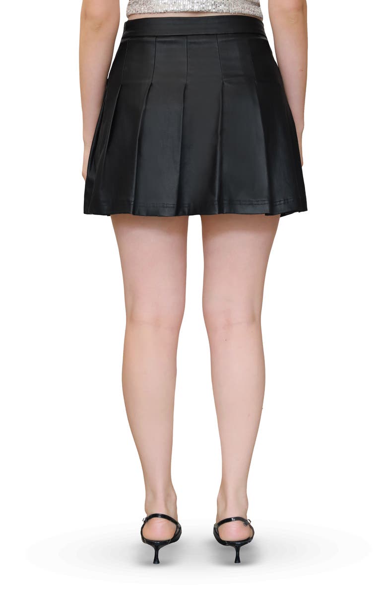 Madden Girl Pleated Coated Skort, Alternate, color, Black