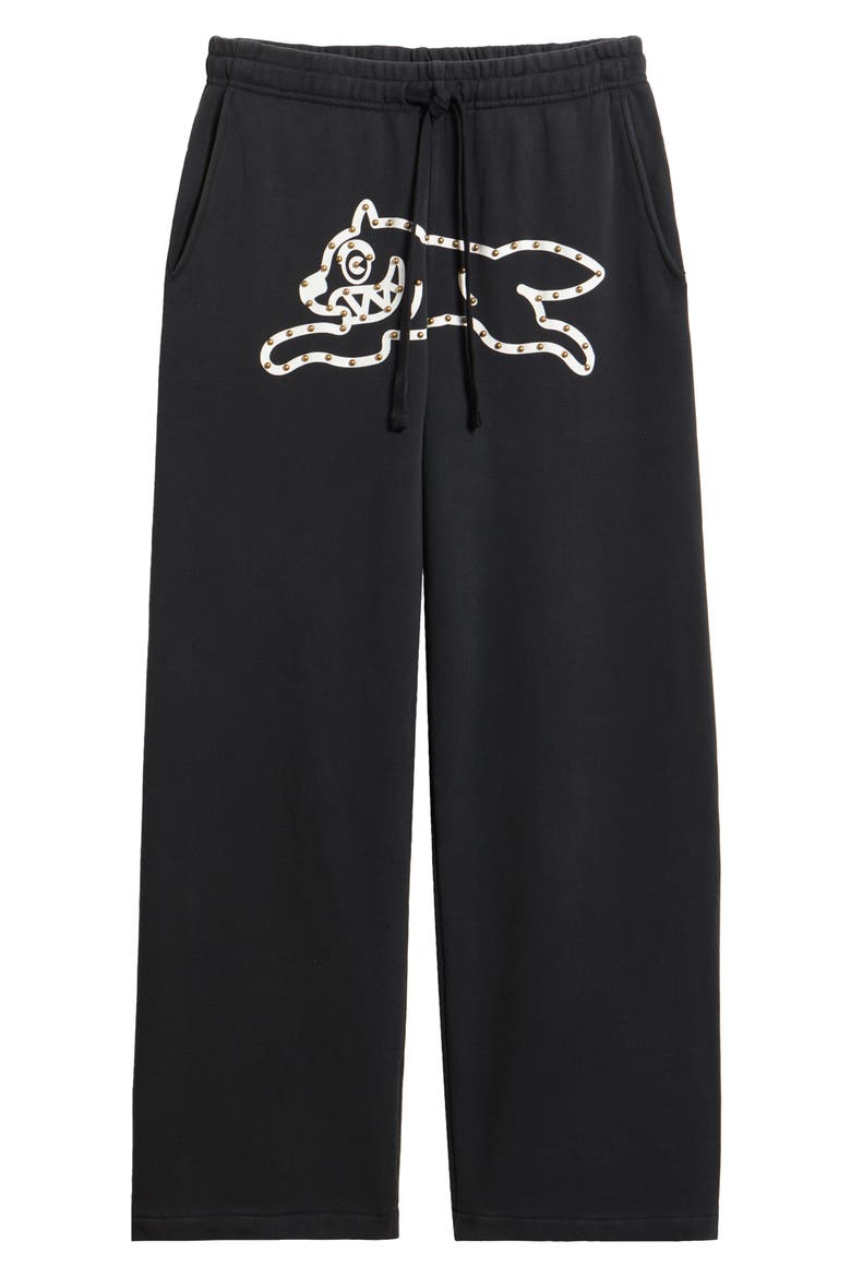 Central Beaded Logo Sweat Pants, Alternate, color, BLACK