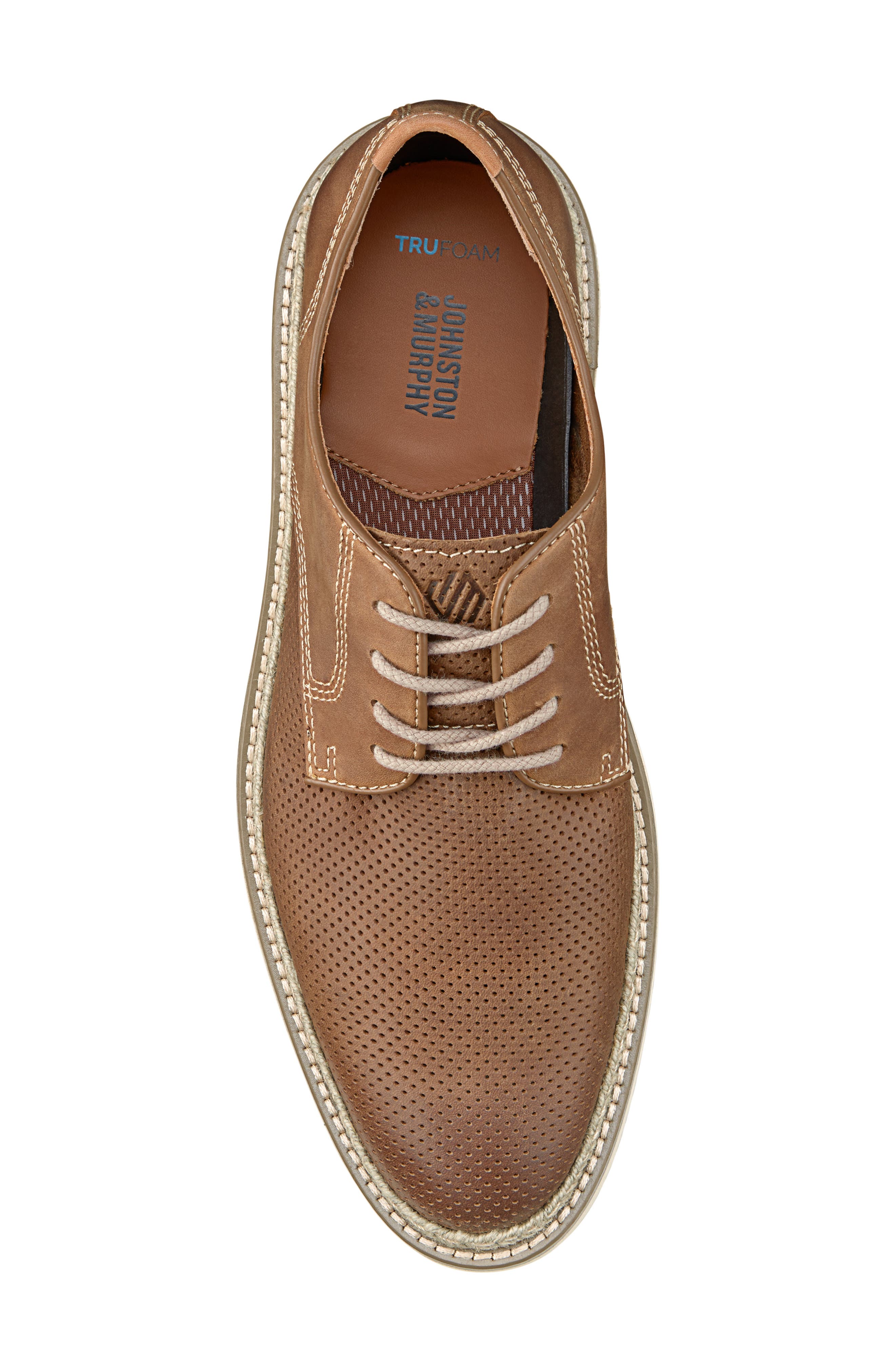 Johnston & Murphy Upton Perforated Plain Toe Derby, Alternate, color, Brown Oiled Full Grain