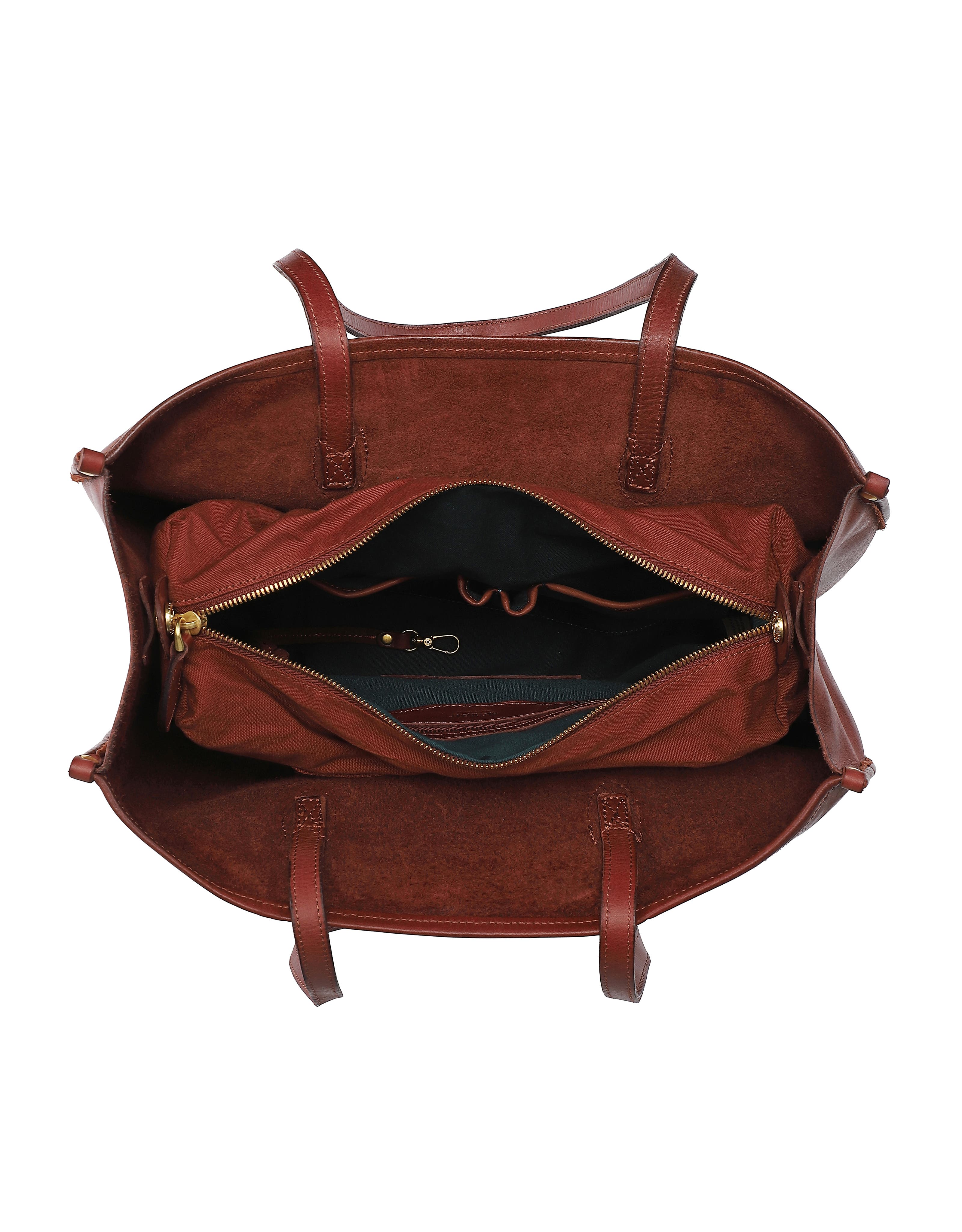 OLD TREND Clivia Genuine Leather Structured Carryall Tote, Alternate, color, Brown