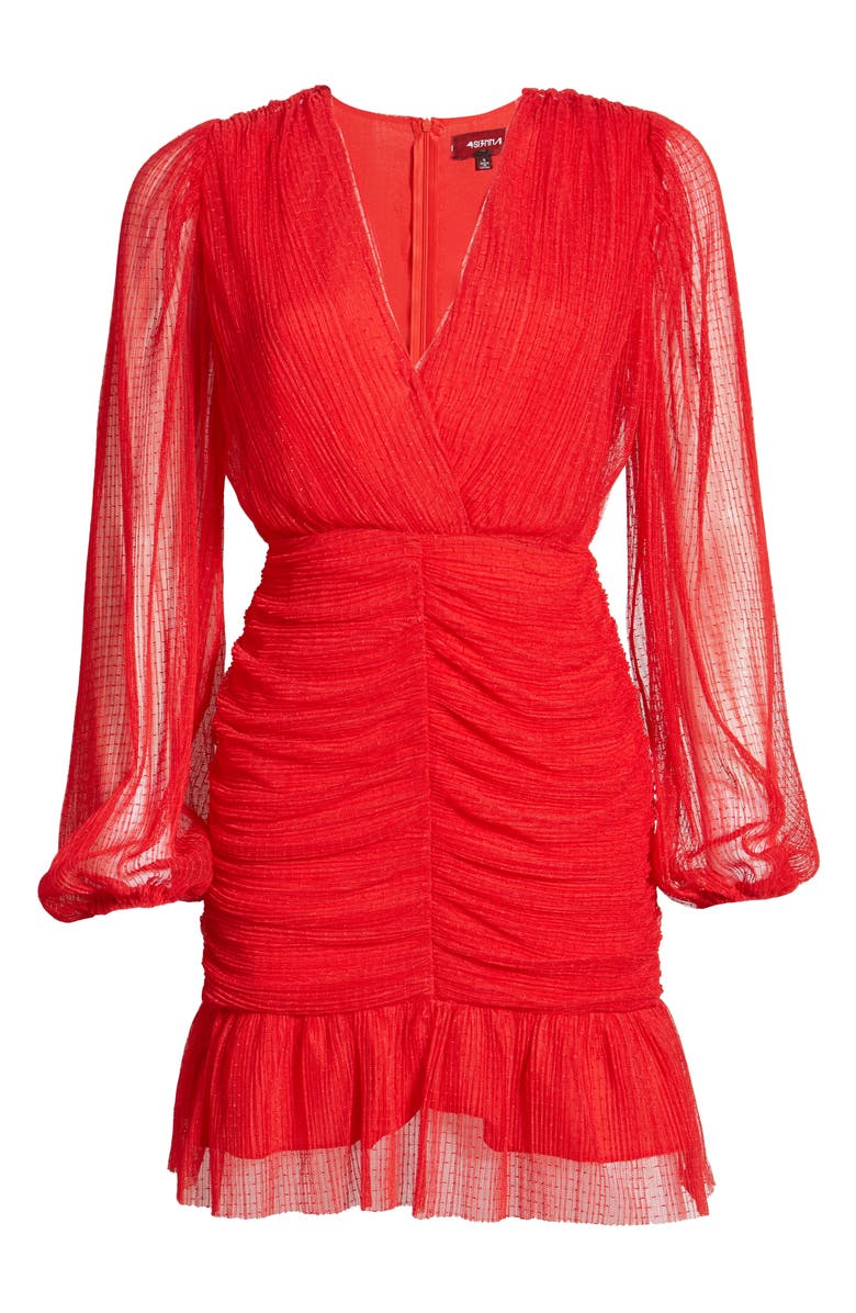 4SI3NNA Long Sleeve Shirred Tulle Minidress, Alternate, color, 