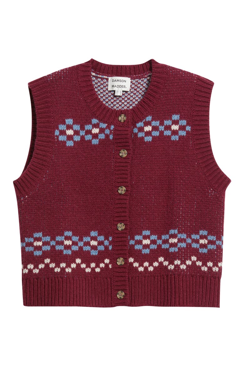 Sofie Wool Sweater Vest, Alternate, color, BURGUNDY