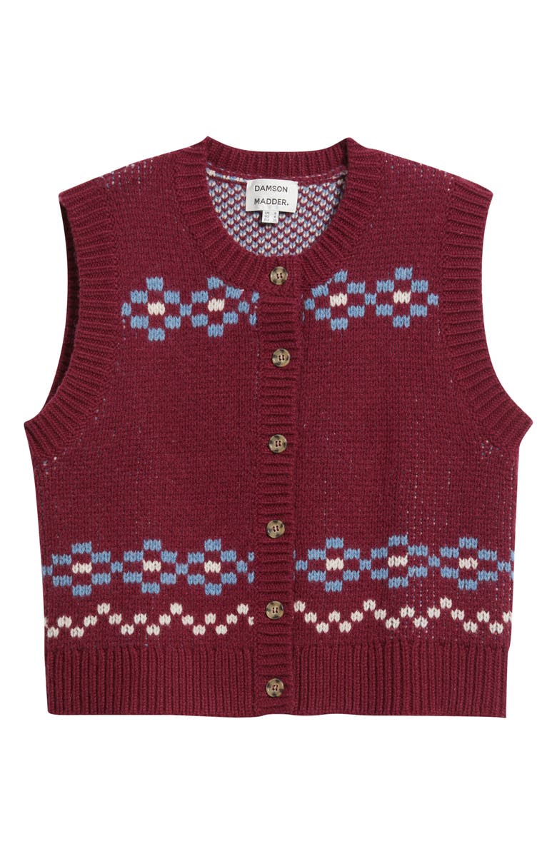 Damson Madder Sofie Wool Sweater Vest, Alternate, color, Burgundy