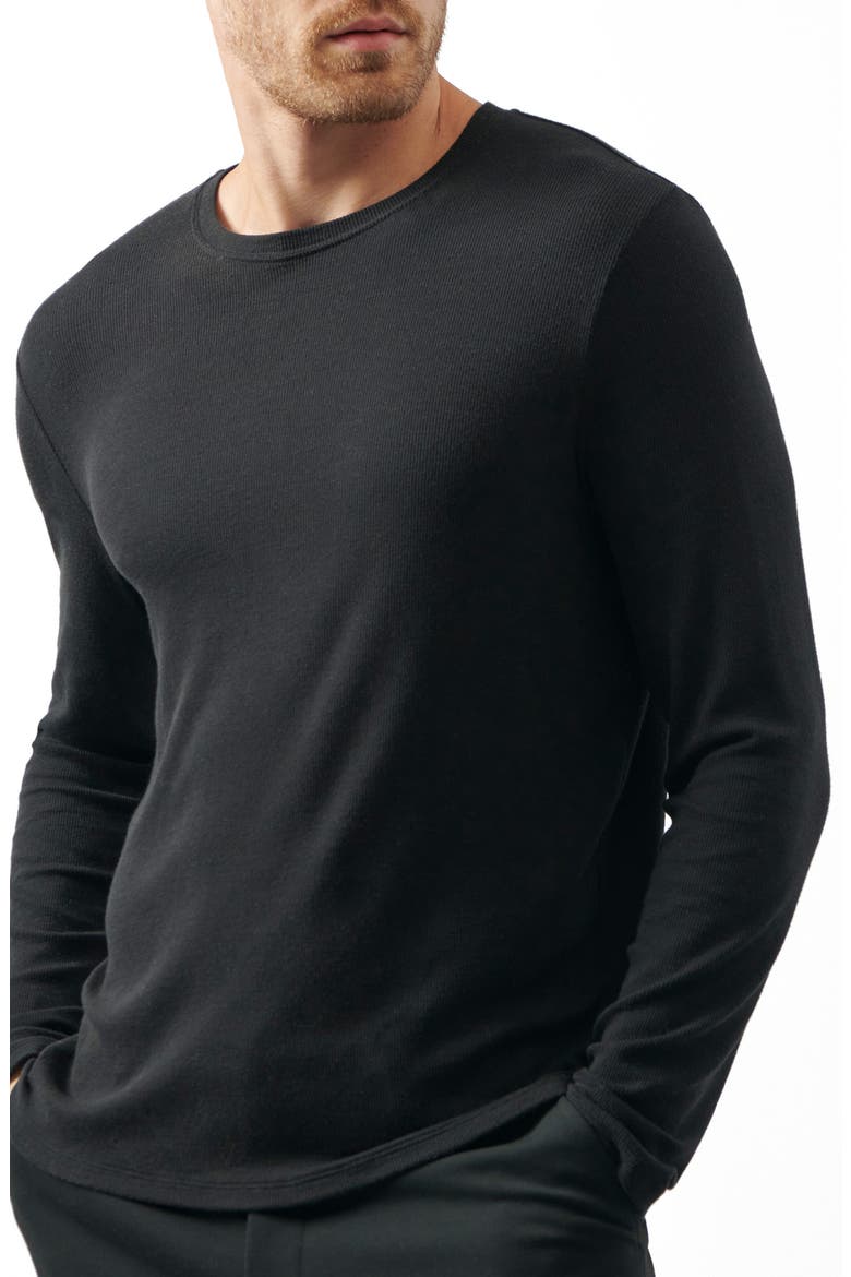 Oversize Rib Long Sleeve T-Shirt, Alternate, color, BLACK