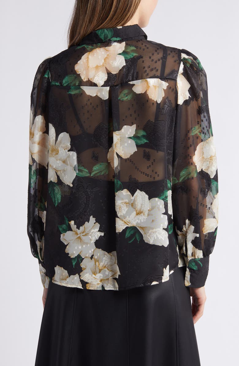NIKKI LUND Aubree Floral Button-Up Shirt, Alternate, color, Black Floral Print