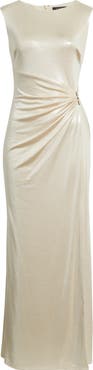 Lauren Ralph Lauren Metallic Sleeveless Gown