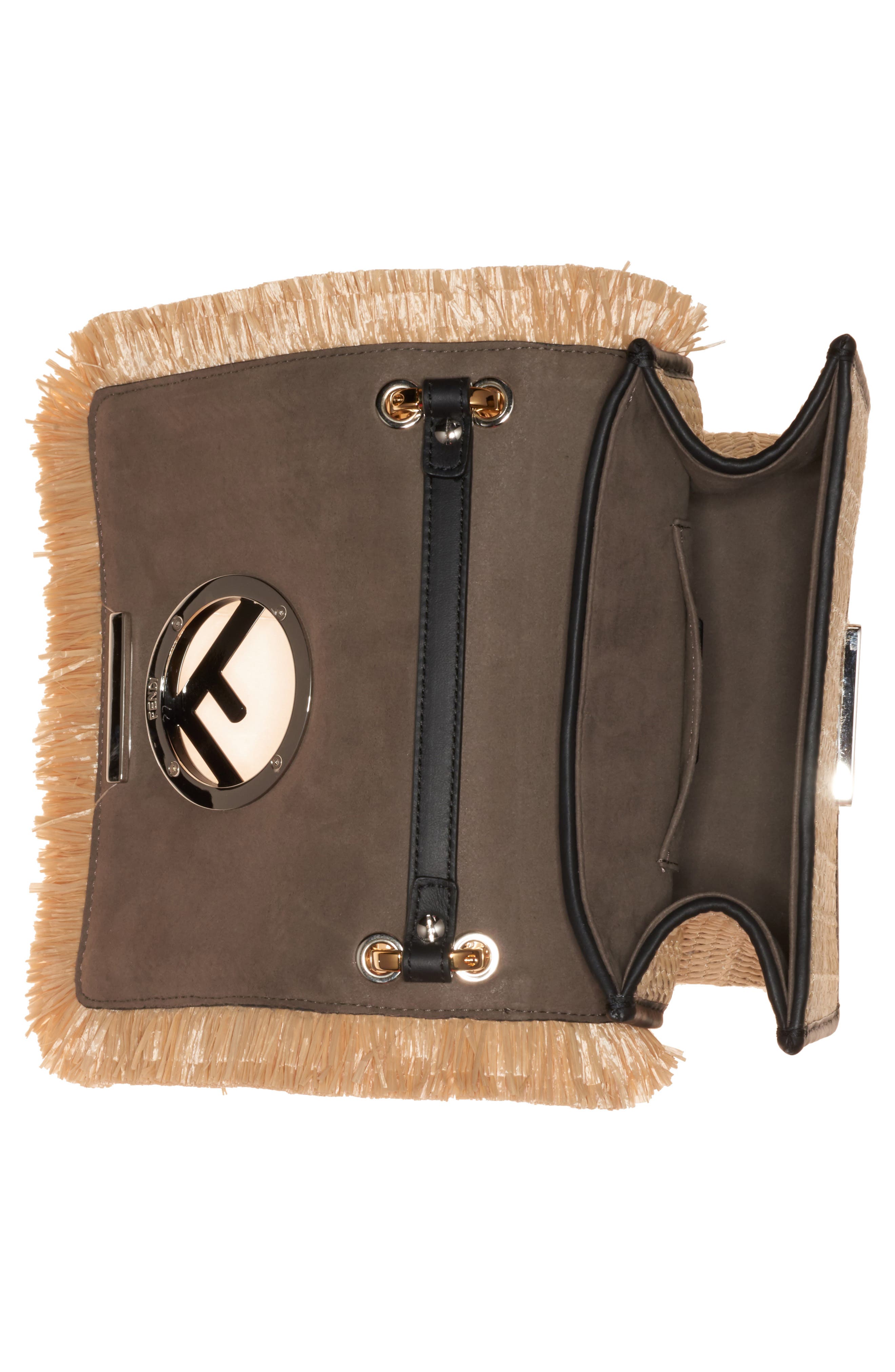Fendi Kan I Raffia & Leather Small Shoulder Bag, Alternate, color, 