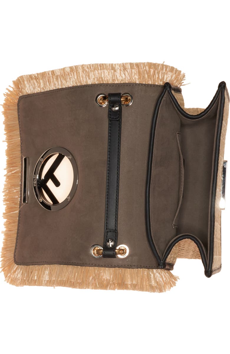 Fendi Kan I Raffia & Leather Small Shoulder Bag, Alternate, color,
