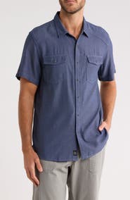 Lucky Brand Herringbone Short Sleeve Western Shirt