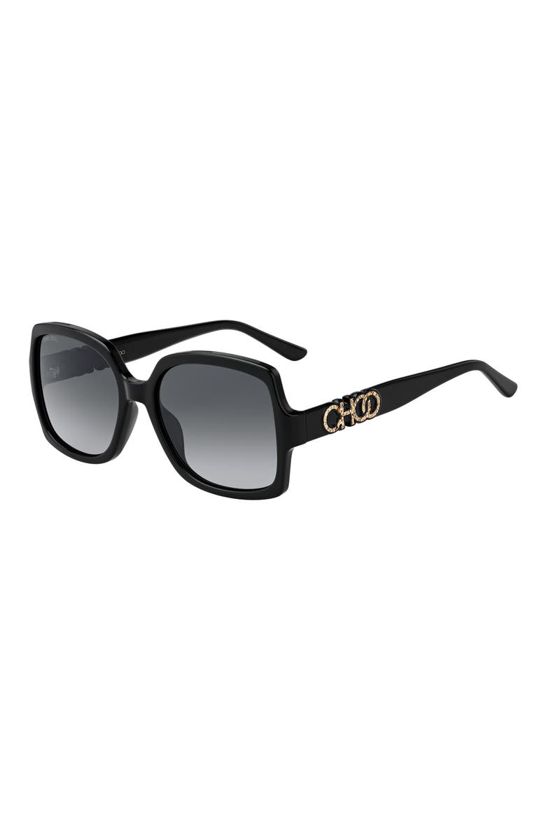 Sammi 55mm Square Sunglasses, Alternate, color, BLACK / DARK GREY SHADED