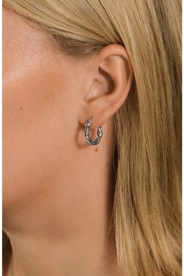 Hazel Twisted Huggie Hoop Earrings, Alternate, color, SILVER