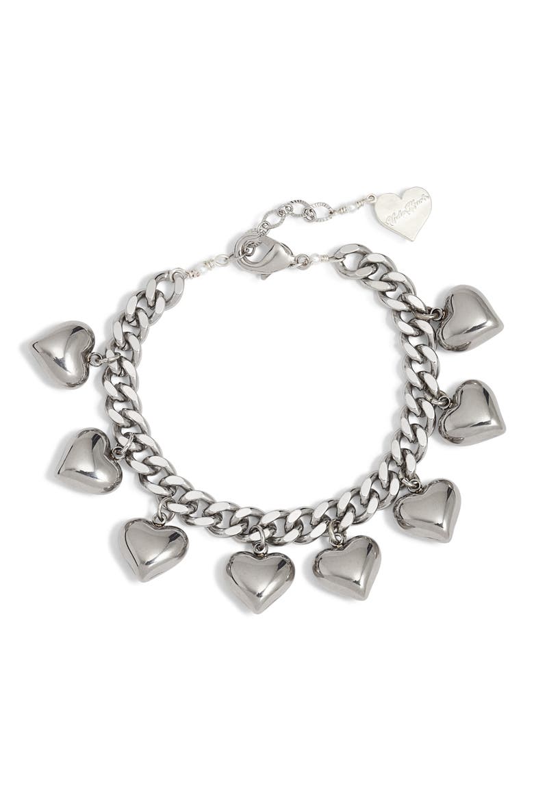 Juicy Heart Charm Bracelet, Main, color, SILVER