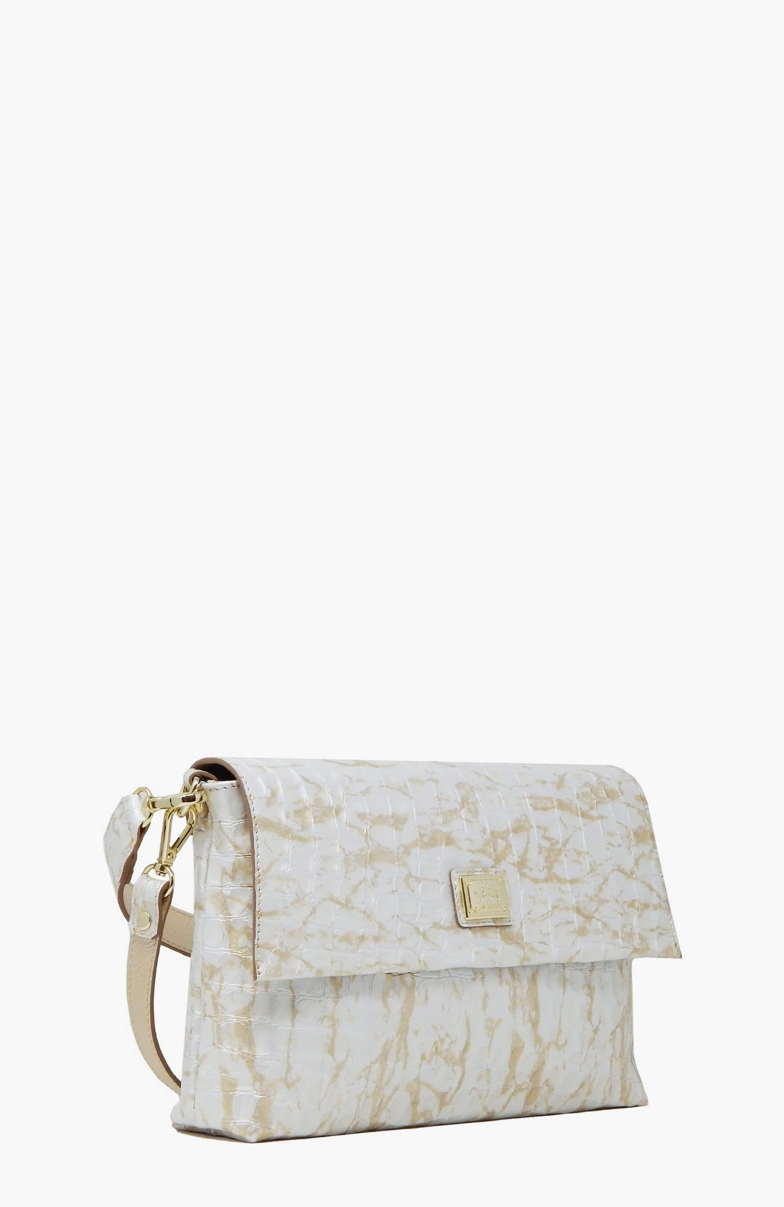 Gallop 509Patent Leather Clutch Shoulder Bag, Alternate, color, Beige / White