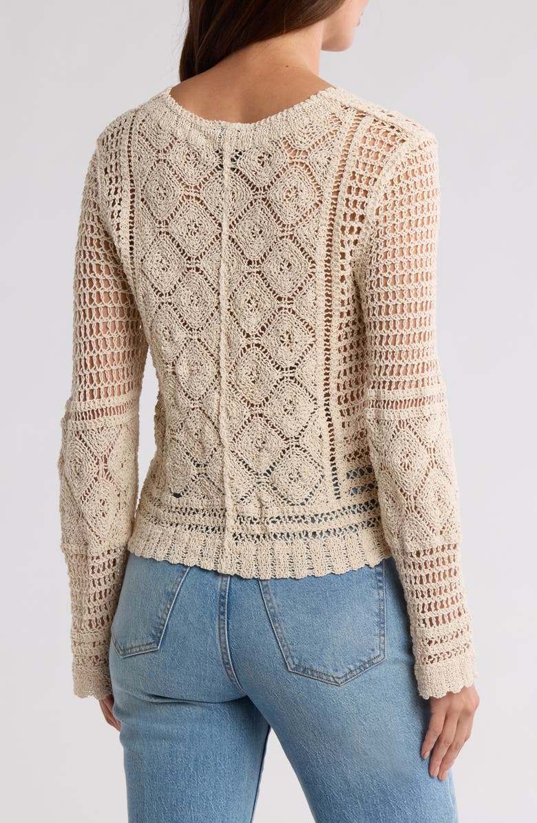 Forgotten Grace Crochet Stitch Button Front Cardigan, Alternate, color, Natural