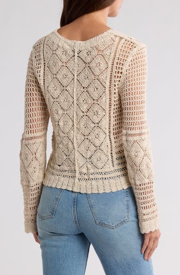 Crochet Stitch Button Front Cardigan