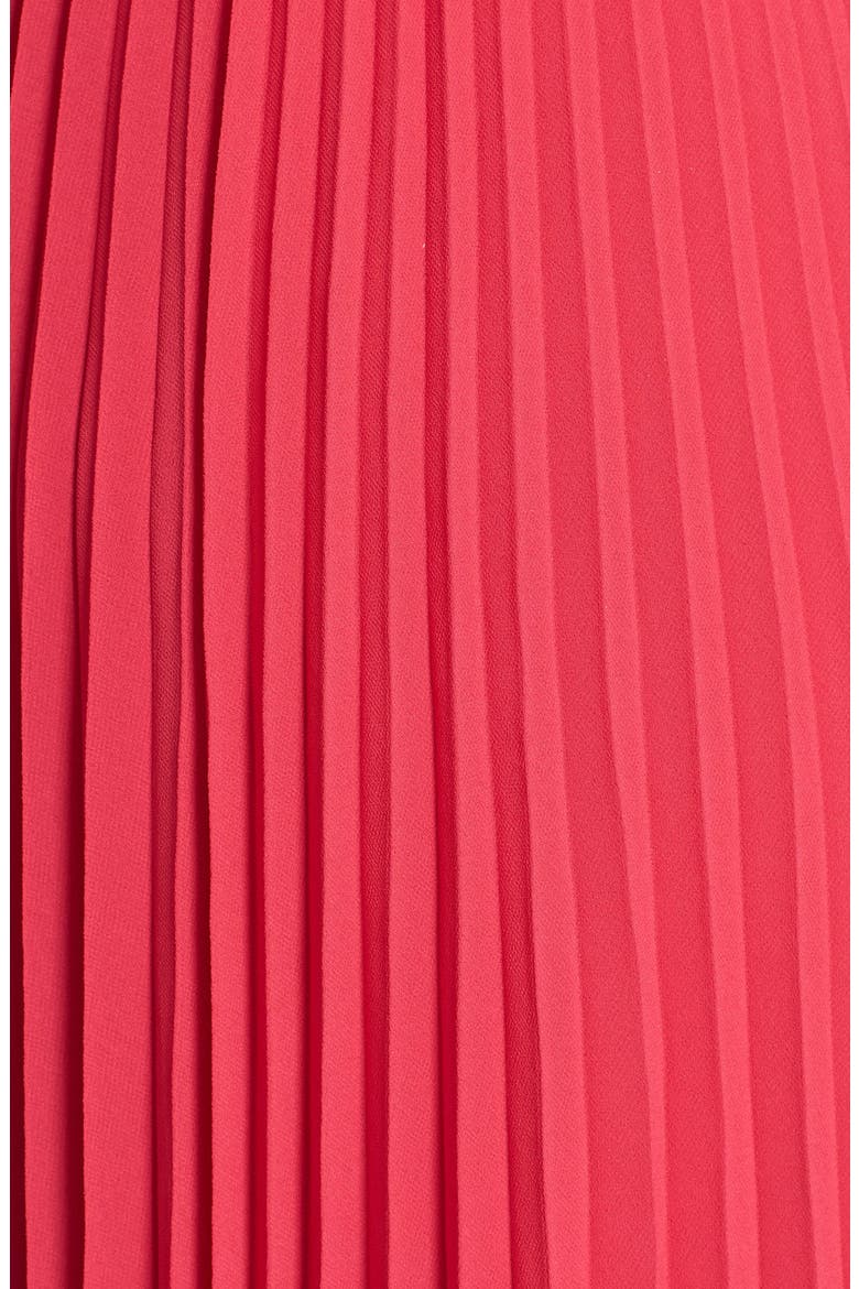 Pleated Chiffon Maxi Dress, Alternate, color, CHERRY