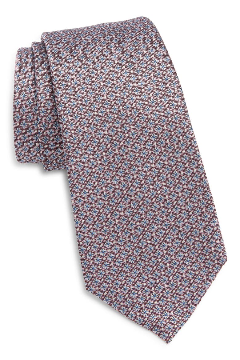 Pink Floral Medallion Silk Jacquard Tie, Main, color, PINK