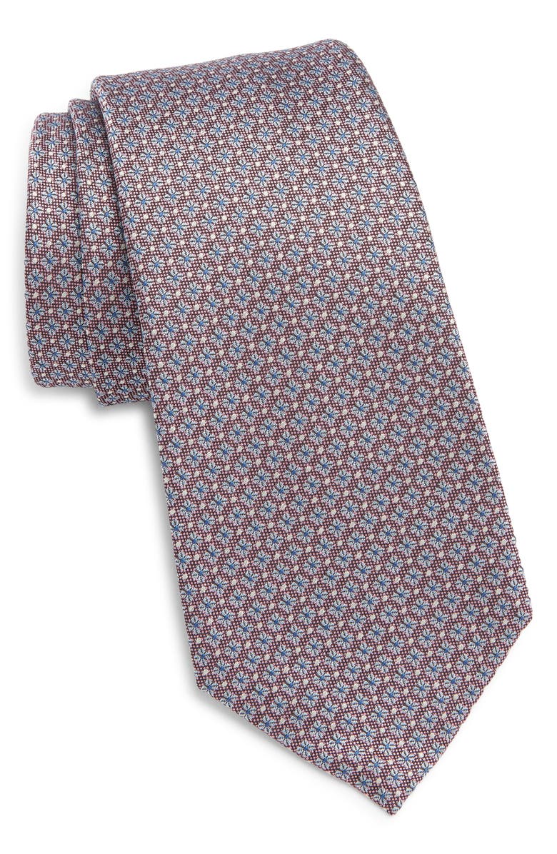 Canali Pink Floral Medallion Silk Jacquard Tie, Main, color, Pink