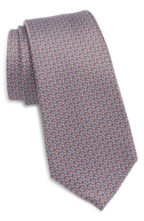 Pink Floral Medallion Silk Jacquard Tie
