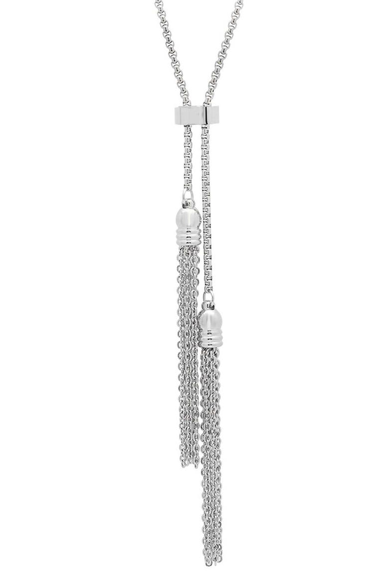 Stainless Steel Tassel Lariat Necklace, Main, color, SILVER