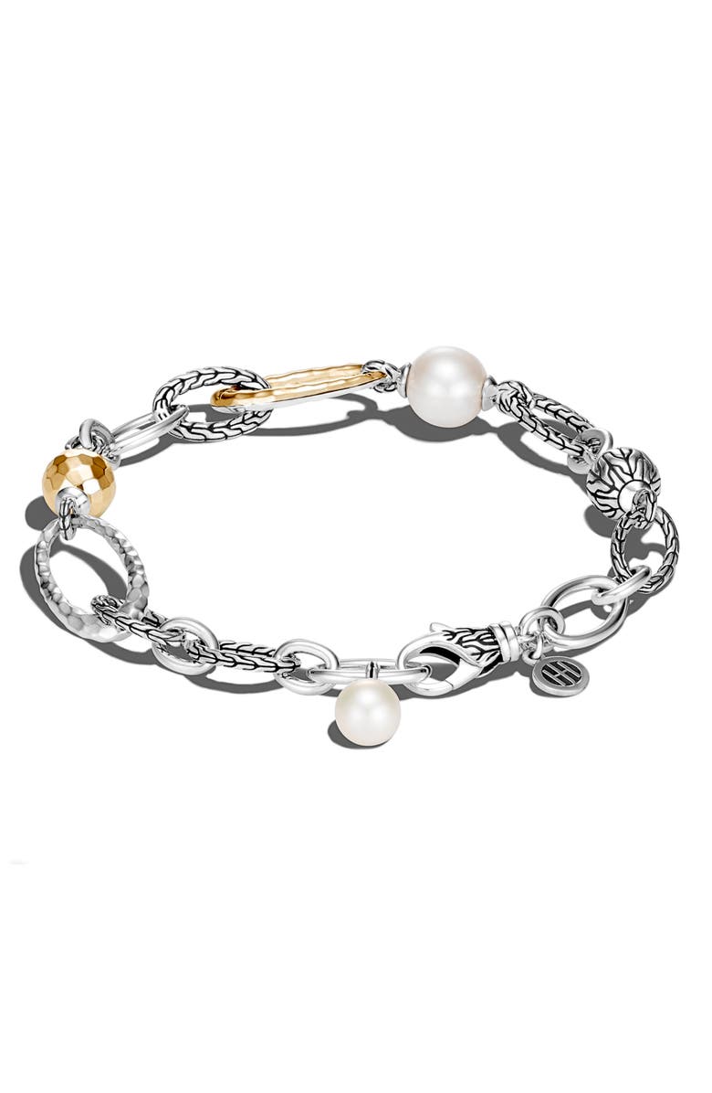 John Hardy Classic Chain Freshwater Pearl Chain Link Bracelet, Main, color, 