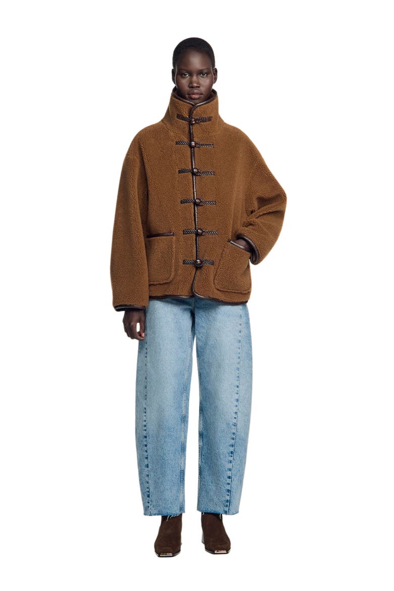 Short faux fur coat, Alternate, color, Brown