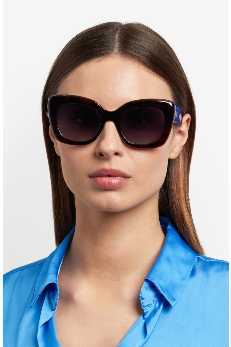 kalie 52mm gradient square sunglasses, Alternate, color, HAVANA BLUE/ DARK GREY SF