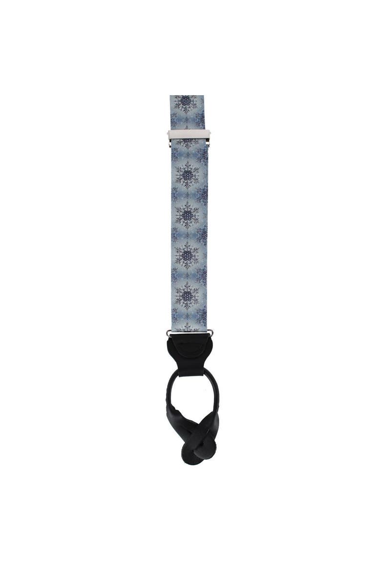 Big and Tall Clarence The Classy Snowflake Silk Holiday Button End Brace, Alternate, color, Light Blue