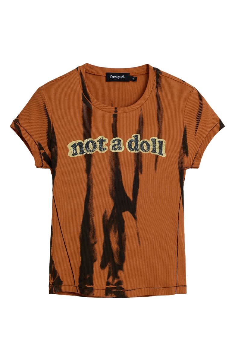 Desigual Not a Doll Cotton Graphic T-Shirt, Main, color, Brown