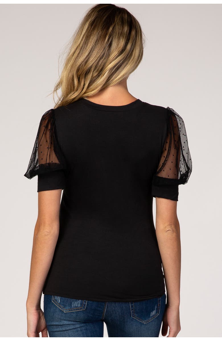 PinkBlush Mesh Sleeve Top, Alternate, color, Black