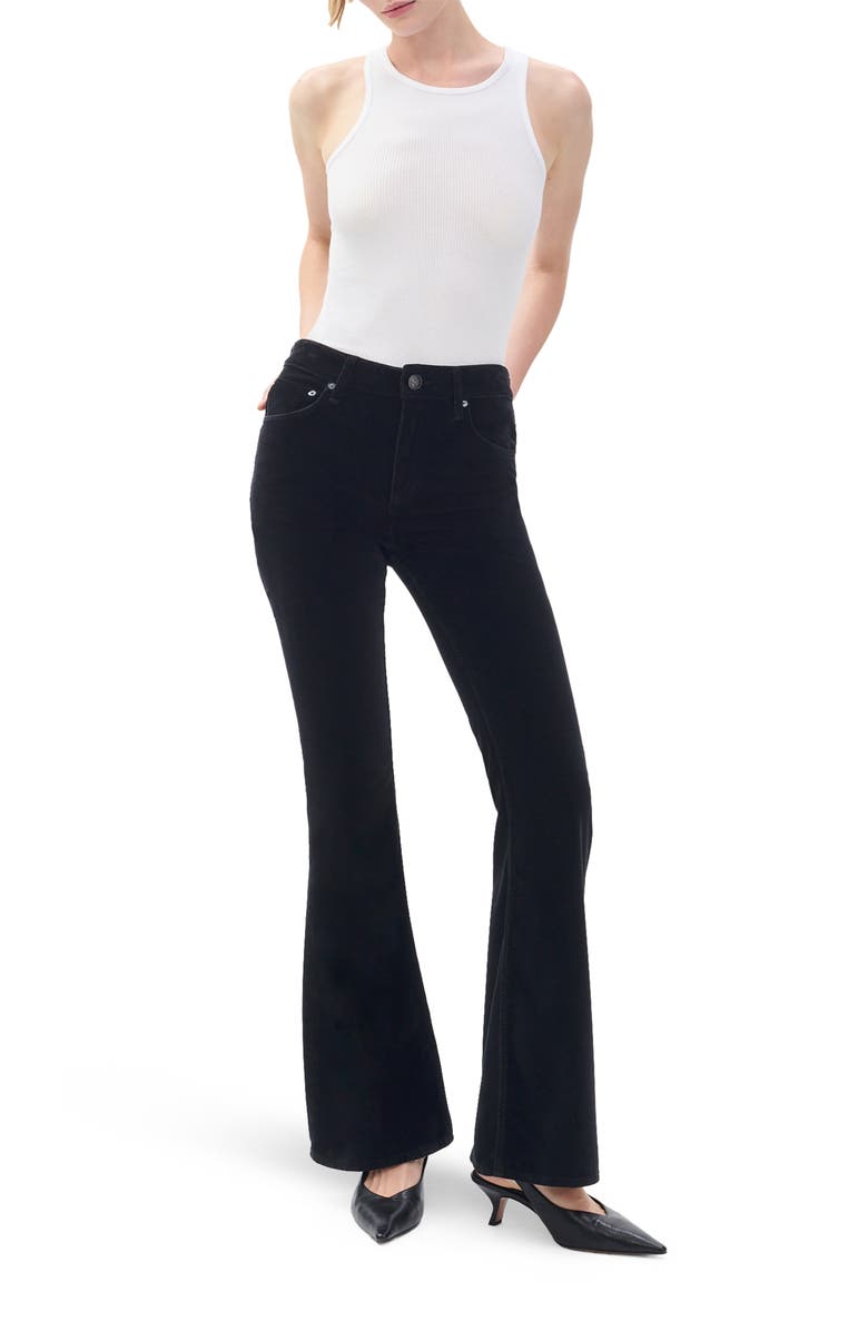 rag & bone/JEAN Flexi Velvet Dahlia Mid Rise Flare Jeans, Alternate, color, Black Velvet