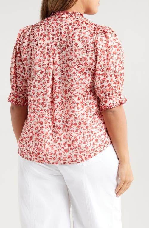Wit & Wisdom Ruffle Lace Floral Print Top In Multi