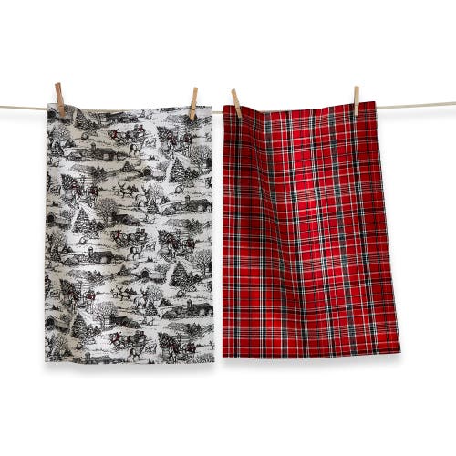 Tag Farmhouse Winter Scene Dishtowel Set Of 2 In Multi