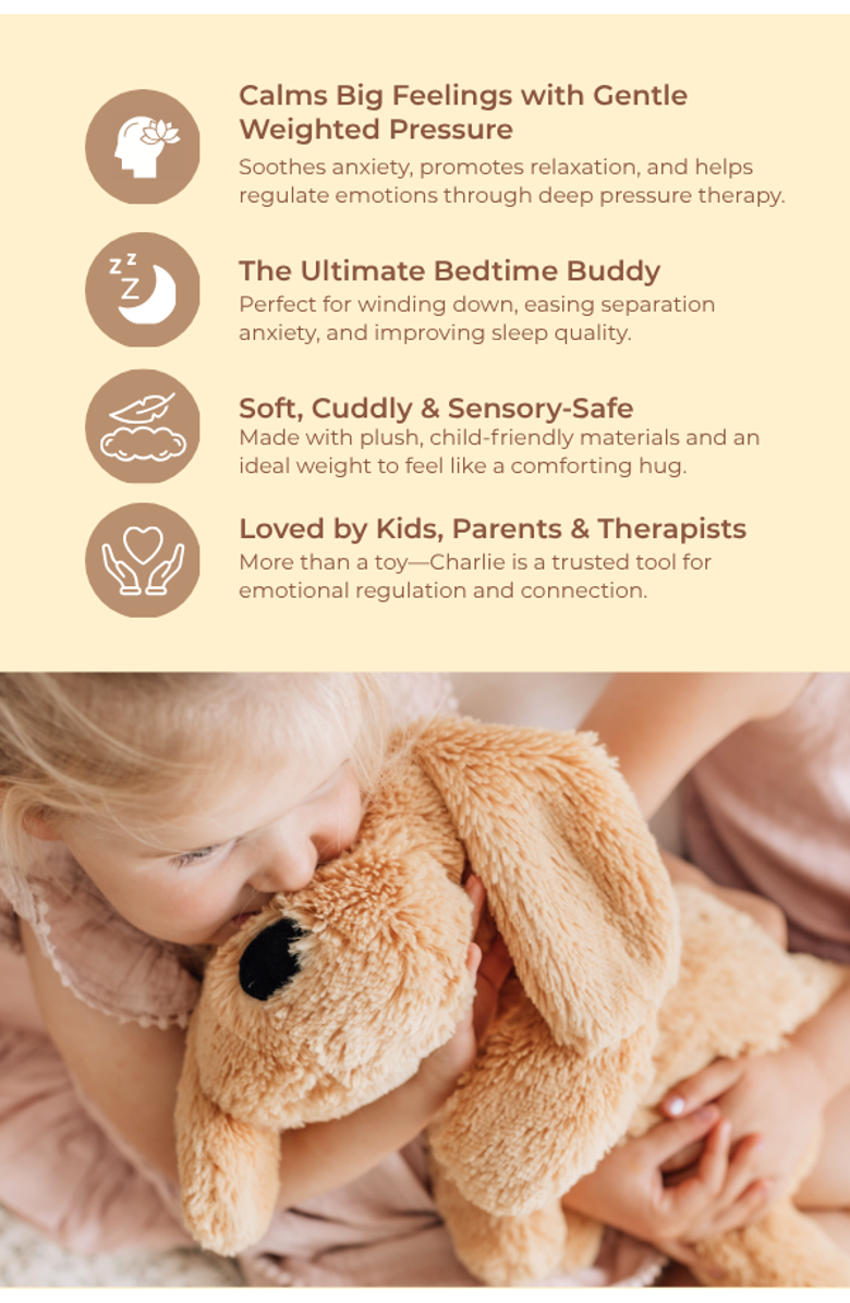 Mindful and Co Kids Microwavable and Weighted Plush Buddies, Alternate, color, Charlie The Puppy Dog