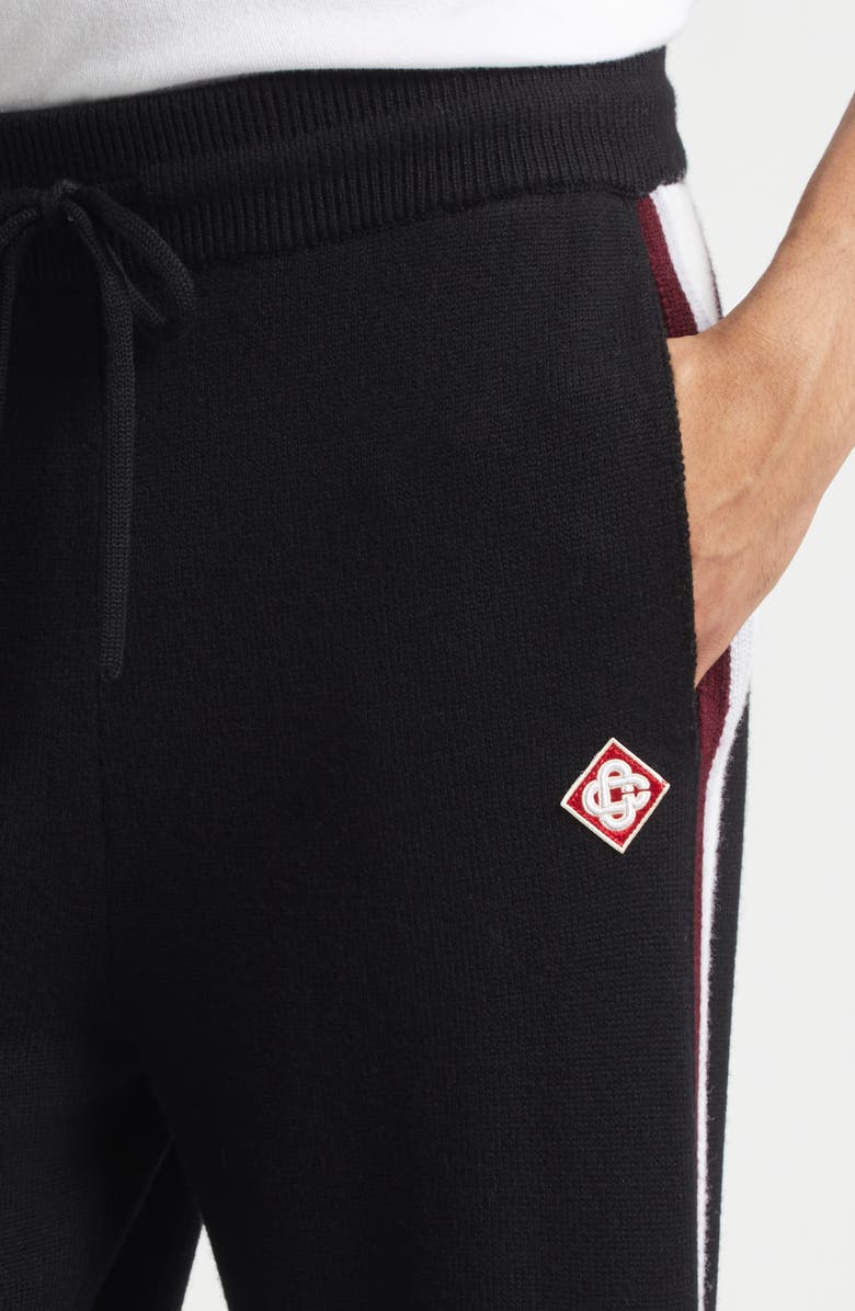 Casablanca Stripe Merino Wool Knit Trousers, Alternate, color, Black